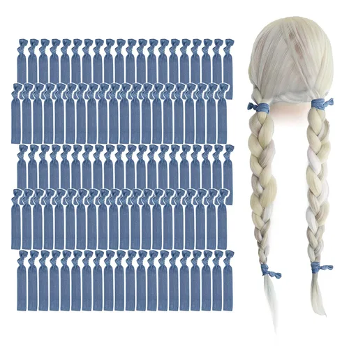 Vista 15 de MEEDEE Paquete de 100 lazos para el cabello, color negro, sin pliegues, nudos suaves para mujeres, sin daño, adecuado para colas de caballo, yoga