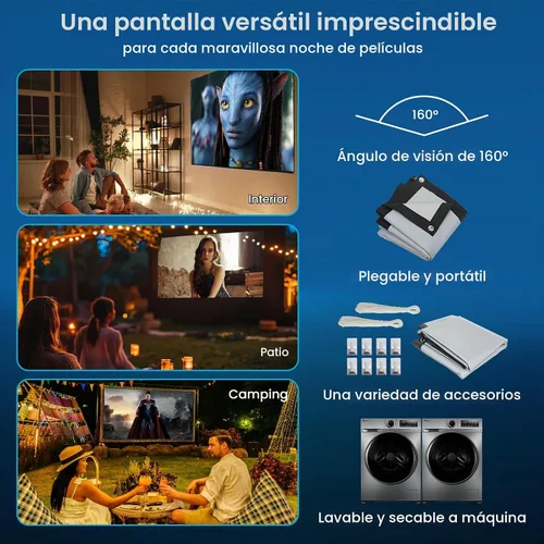 Vista 4 de KAMUNING Pantalla de proyector ALR gris de 120 pulgadas, pantalla de proyector de película 4K, mini pantalla de cine en casa HD 16:9, adecuada