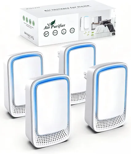 Vista 8 de Ionizadores de aire para el hogar (paquete de 3), generador de iones negativos, ambientador silencioso para dormitorio, oficina, cocina, filtro