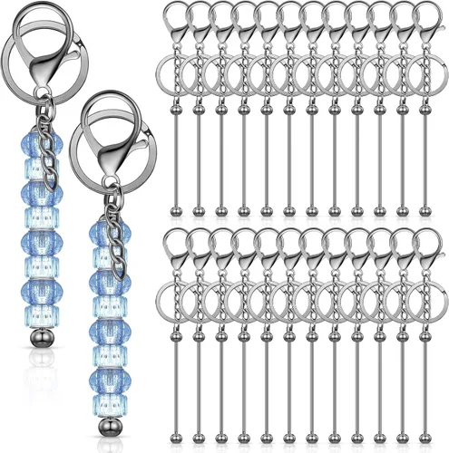 Vista 9 de Tondiamo 24 piezas de barras de llavero con cuentas a granel para kit de fabricación de llaveros, regalos para mujeres y hombres, manualidades DIY