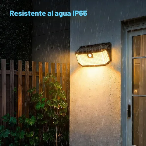 Vista 5 de Aootek Luces solares blancas cálidas con sensor de movimiento para exteriores, 2500 lúmenes, panel solar de 15.3 in², 3 modos de iluminación, IP65