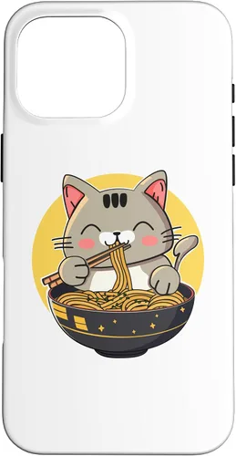 Vista 19 de Funda para iPhone 12/12 Pro Ramen Cat Kawaii Anime Merch Japonés Divertido Neko Noodle Bowl Case
