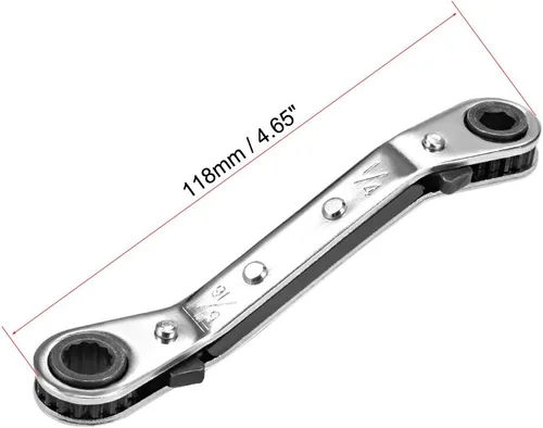 Vista 2 de uxcell Llave de trinquete reversible, extremo de caja doble de 1/4 pulgadas x 5/16 pulgadas, Cr-V