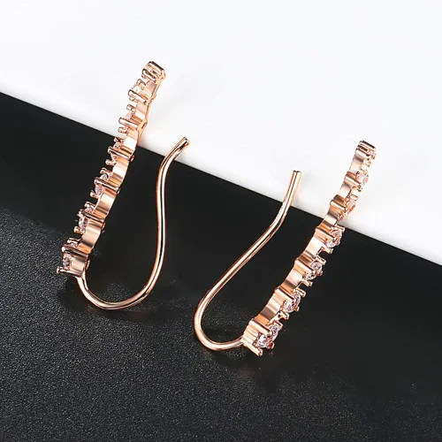 Vista 6 de Aretes tipo ear cuff con diamantes Cubic Zirconia hipoalergénicos