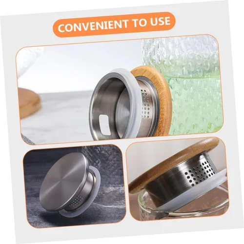 Vista 5 de 2 piezas de acero inoxidable tapa de jarra de agua cubierta práctica jarra accesorio con doble salida de agua para preparar té resistente al