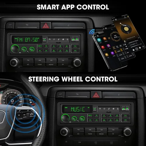 Vista 10 de Receptor estéreo de coche retro Bluetooth: Radio de aspecto clásico europeo