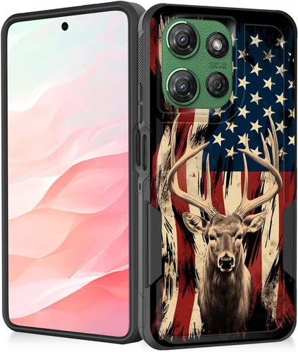 Vista 143 de Funda para Moto G Play 4G 2024, resistente de doble capa híbrida de policarbonato duro, goma suave, a prueba de golpes, funda protectora resistente