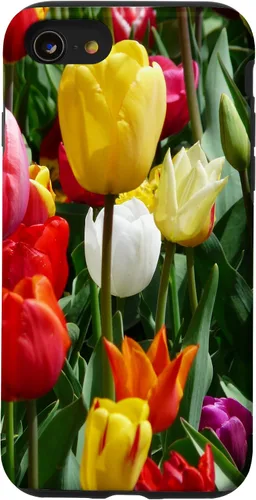Vista 18 de Funda botánica para iPhone 17 con flores coloridas y tulipanes para amantes de las plantas