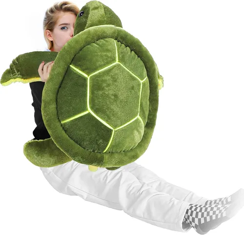 Vista 9 de Civaner Animales de peluche grandes de tortuga marina verde, juguetes de felpa suave y gigante, almohada corporal de tortuga oceánica, muñeca