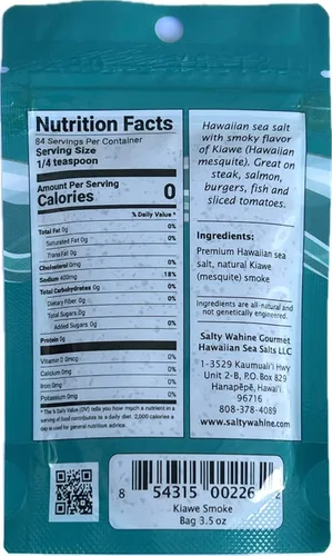 Vista 2 de Salty Wahine Gourmet Hawaiian Sea Salts, Kiawe Smoke, paquete