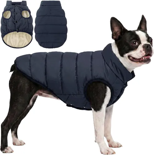 Vista 12 de ASENKU Abrigo de invierno para perro, resistente al viento, chaqueta de forro polar impermeable, ropa para mascotas para perros pequeños, medianos