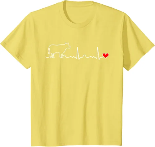 Vista 48 de Camiseta de paciente con corazón I Love My Cow Valve EKG Heartbeat Heart Pacient, Negro, S