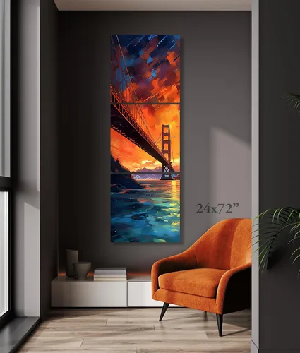 Vista 6 de Golden Gate Bridge San Francisco - American Landmark Painted Fine Art PRINT or CANVAS Wall Art - Home Decor in Multiple Sizes