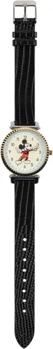 Vista 6 de Accutime Disney 100 Mickey Mouse - Reloj analógico negro para hombres y adultos con correa de cuero, movimiento de cuarzo japonés (Modelo MK5571AZ)