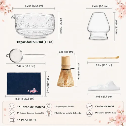 Vista 3 de Buucup - Juego de batidor de matcha, kit de matcha de vidrio con cuenco y herramientas, transparente Glass Clear