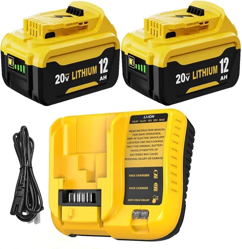 Vista 9 de 4PC 12.0Ah Extended Runtime Replacement for Dewalt 20V Battery and Charger