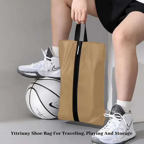 Vista 2 de Shoe Bag Water-Resistant, Travel Friendly Golf Shoe Bag with Zipper for Sports Ideal for Gym,Spikes,Golf,Tennis (Beige, 1-Pack)