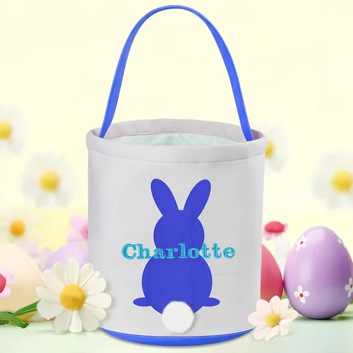 Vista 23 de Cestas de Pascua personalizadas para niños y niñas, canasta de conejo de Pascua de Touber para niños pequeños, canasta de caza de huevos de Pascua