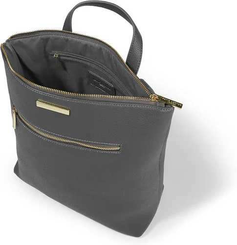 Vista 3 de Katie Loxton Brooke Square - Mochila grande de cuero vegano con cremallera superior para mujer, Carbón, 13.25 x 12.25 x 5.15 Inches, Carbón