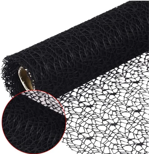 Vista 8 de EXCEART Rollo de gasa jacquard negro de 15.7 in de ancho x 70 pulgadas de largo, malla decorativa para manualidades, proyectos escolares, envoltura