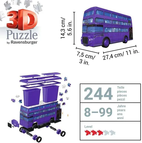 Vista 8 de Ravensburger Regalos de Harry Potter, rompecabezas 3D de Knight Bus para niños de 8 años en adelante, 216 piezas, no requiere pegamento