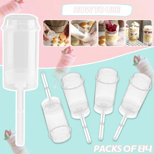 Vista 3 de BOROLA 84 recipientes de plástico transparentes de forma redonda con tapas, base y palitos Food-safe plastic with snap-on lids freezer safe for
