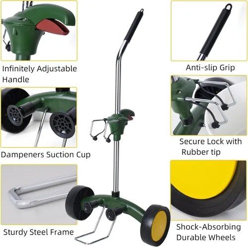 Vista 4 de Carrito para Plantas Rodante con Ruedas Resistente, Brazo de Agarre Ajustable Rodillos para Plantas de Exterior, Se Adapta a Macetas de 8" a 30