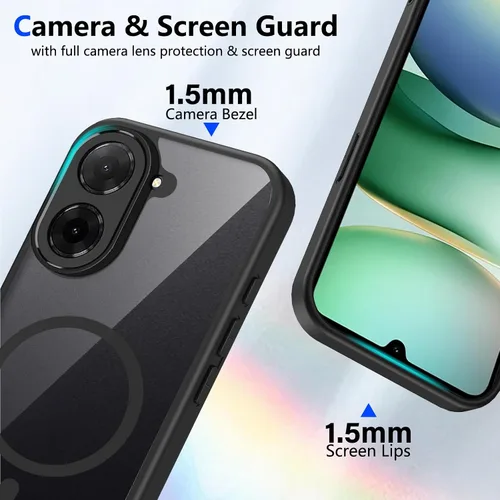 Vista 424 de Funda magnética transparente compatible con Xiaomi 17T, color negro 2 en 1 PC + TPU cubierta de teléfono a prueba de golpes, carcasa protectora