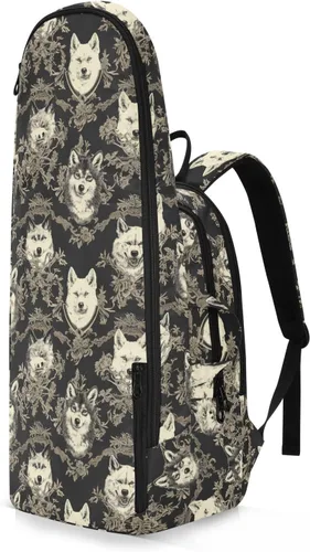 Vista 2 de Mochila de tenis de bádminton resistente al agua de dibujos animados lindo lobo negro tenis bádminton raqueta bolsa para mujeres hombres bolsa