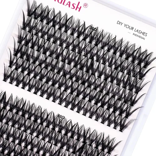 Vista 16 de Extensiones de racimos de pestañas con bandeja grande, pestañas individuales 10D 20D, mezcla natural, suave, C Cur negro, imitación de visón