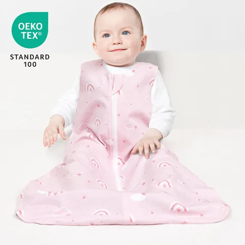Vista 2 de david's kids Saco de dormir 100% algodón orgánico para bebé de 6 a 12 meses, mantas suaves para bebé con cremallera de 2 vías, paquete de 2 cómodos