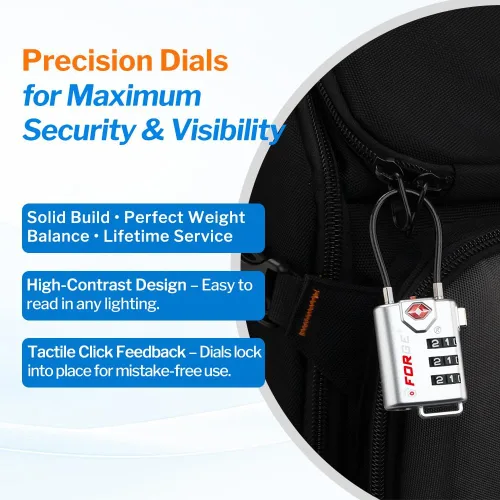 Vista 4 de Cerraduras para equipaje con cable aprobadas por la TSA, combinación reajustable con cuerpo de aleación, Moderno