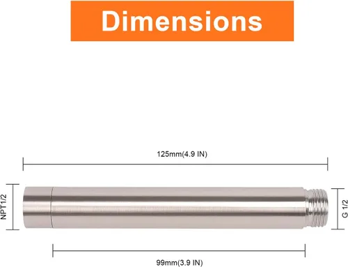 Vista 2 de Brazo de Extensión para Cabezal de Ducha, Extensor de Ducha con Salida de Agua - Reduce la Altura Existente, Extensión de Tubería de Ducha