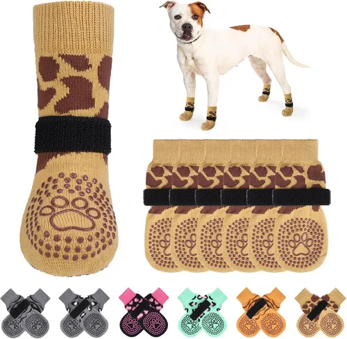 Vista 19 de KOOLTAIL Calcetines antideslizantes para perros para pavimento caliente/frío para evitar lamer patas, botas de perro y protector de patas
