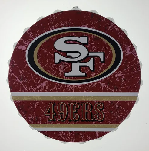 Vista 5 de NFL Team Logo Distressed Metal Hanging Wall Bottle Cap Sign