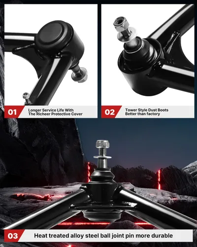 Vista 4 de Brazos de control delanteros superiores de 2-4" para Silverado 1500 Sierra 1500 de 1999-2006 con junta esférica, kit de suspensión de elevación