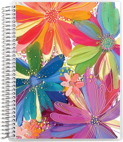 Vista 2 de Erin Condren Ettavee - Cuaderno de espiral platino con cuadrícula de puntos de 8.5 x 11 pulgadas, pétalos de colores Ettavee, 160 páginas