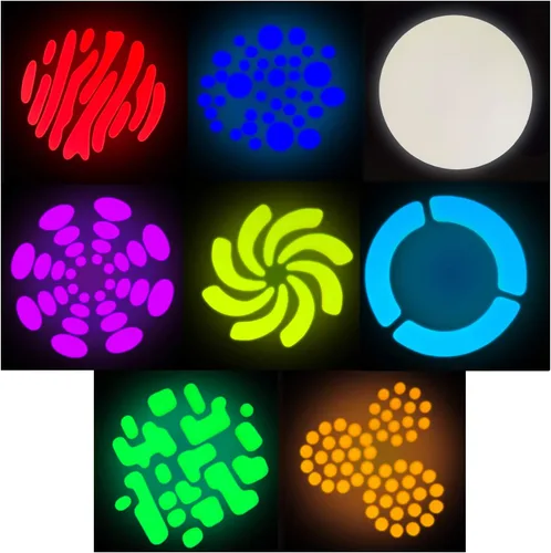Vista 4 de Punto de cabeza móvil LED - brillante, ligero, 80 vatios, 8 gobos, 8 colores - Adkins Professional Lighting