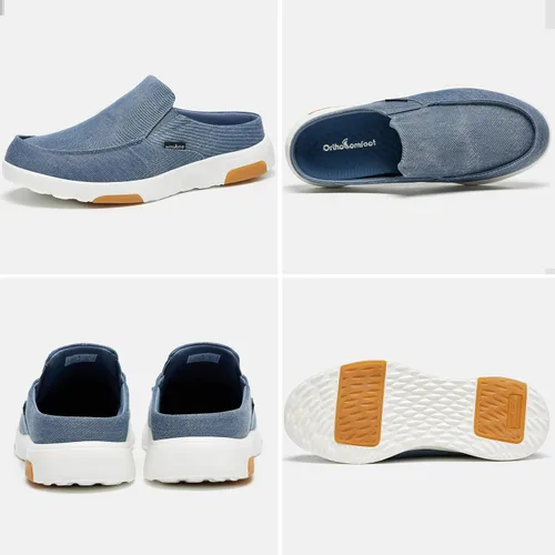 Vista 2 de OrthoComfoot Mocasines ortopédicos sin cordones para hombre zapatos para caminar con soporte del arco pantuflas casuales para fascitis plantar