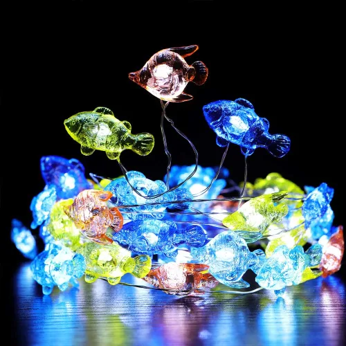 Vista 7 de WSgift Guirnalda de luces decorativas de tortuga marina, 18.7 pies, 40 luces LED USB enchufables con cable de cobre plateado, luces de hadas