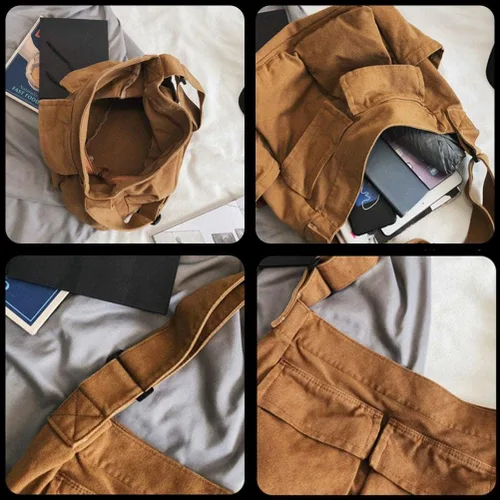 Vista 4 de Bolso cruzado Hobo de gran capacidad, bolso cruzado de lona para mensajero de viaje, bolso de hombro casual
