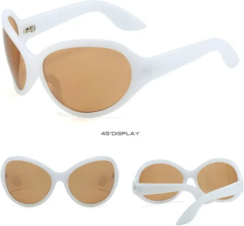 Vista 2 de willochra Gafas de sol futuristas de gran tamaño 2023 para mujeres y hombres, tendencias ovaladas Y2k, gafas de sol femeninas, UV400