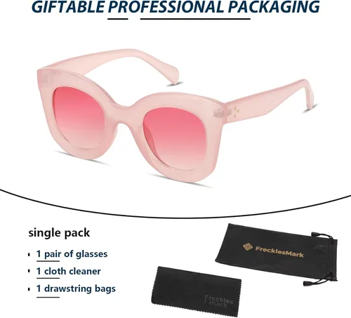 Vista 4 de Gafas de sol con diseño de mariposa, semi ojo de gato, montura de plástico y lentes gradientes transparentes
