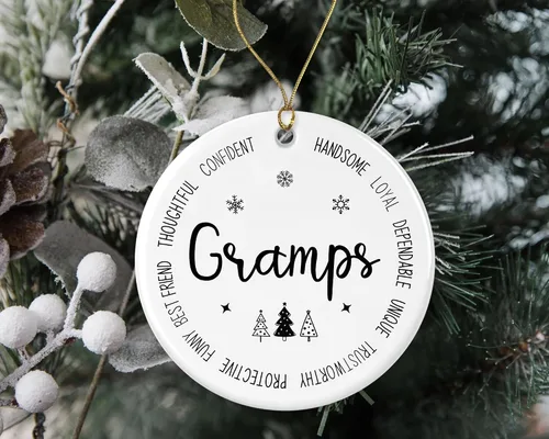 Vista 2 de Adorno descriptivo de abuelos, adorno de Navidad con los mejores abuelos, regalo de recuerdo de Navidad de hija o hijo, regalo de adorno
