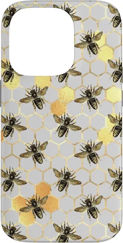 Vista 17 de iPhone 12 Pro Max Bumble Bee - Honeycomb Apicultor amarillo Abeja patrón caso
