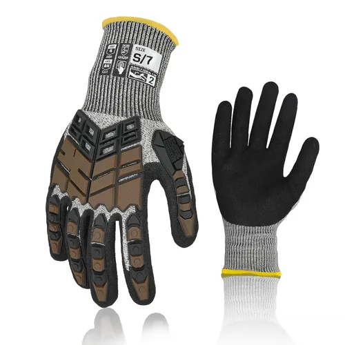 Vista 29 de Guantes de trabajo de seguridad Graloky, guantes de impacto para hombres y mujeres, guantes resistentes a cortes antideslizantes de trabajo pesado