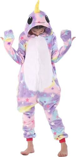 Vista 2 de WOYASIM Disfraz de franela para niños, disfraz de Halloween, Pascua, animales, cosplay para niñas y niños, una pieza