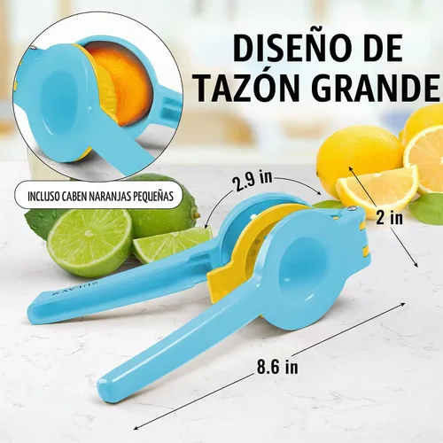 Vista 7 de Zulay Kitchen Metal 2-en-1 Limón Limón Exprimidor, Exprimidor De Mano - Azure Citrus Juicer, Lemon Press Manual, Stainless Steel, Max Extraction