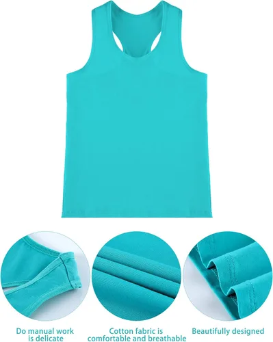 Vista 3 de SATINIOR 4 piezas de camisetas sin mangas de danza para niñas, espalda cruzada, ropa de baile para niñas