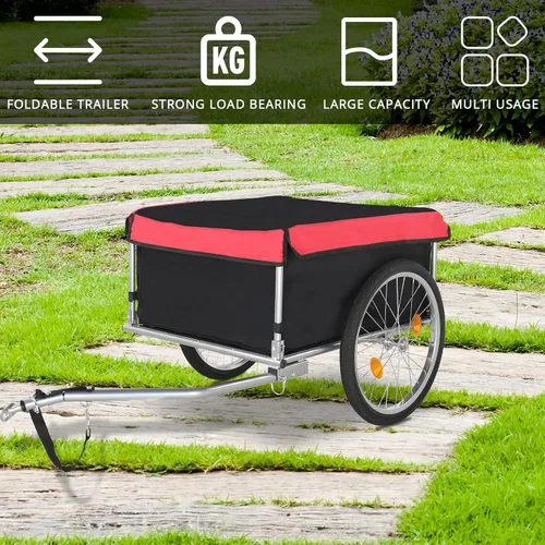 Vista 6 de PEXMOR Remolque de carga para bicicleta, carrito de bicicleta plegable con enganche universal para bicicleta y rueda de liberación rápida de 20